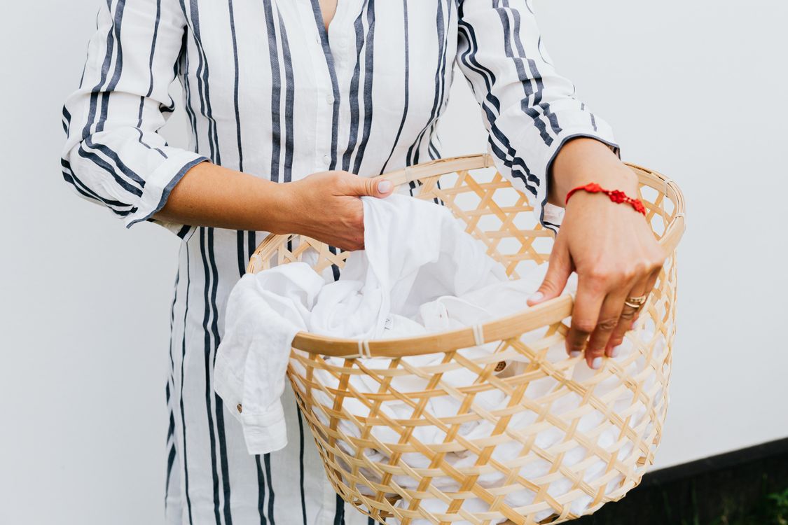 Basket of clean white shirts free of sweat stains