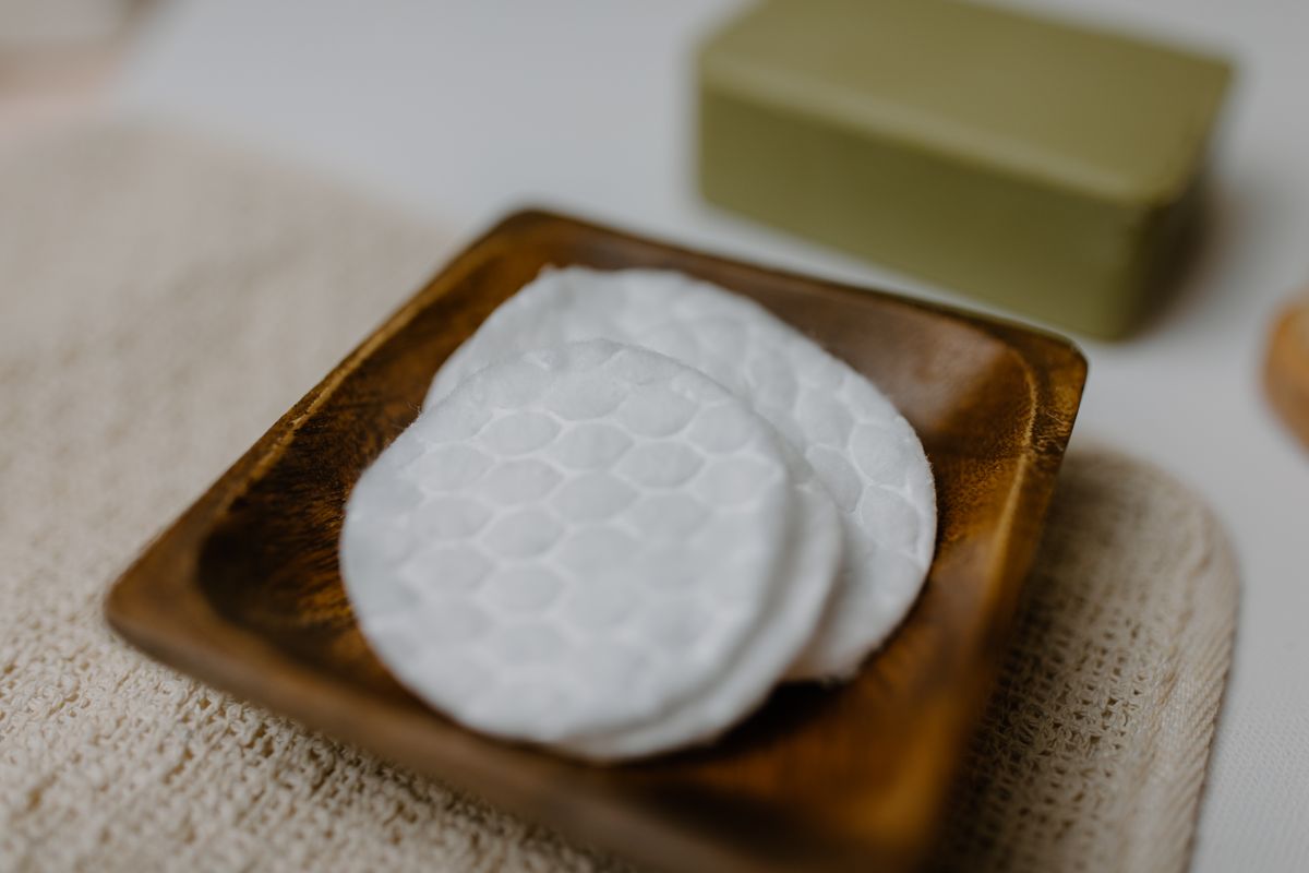 Cotton pads used for blotting ink stains from fabric