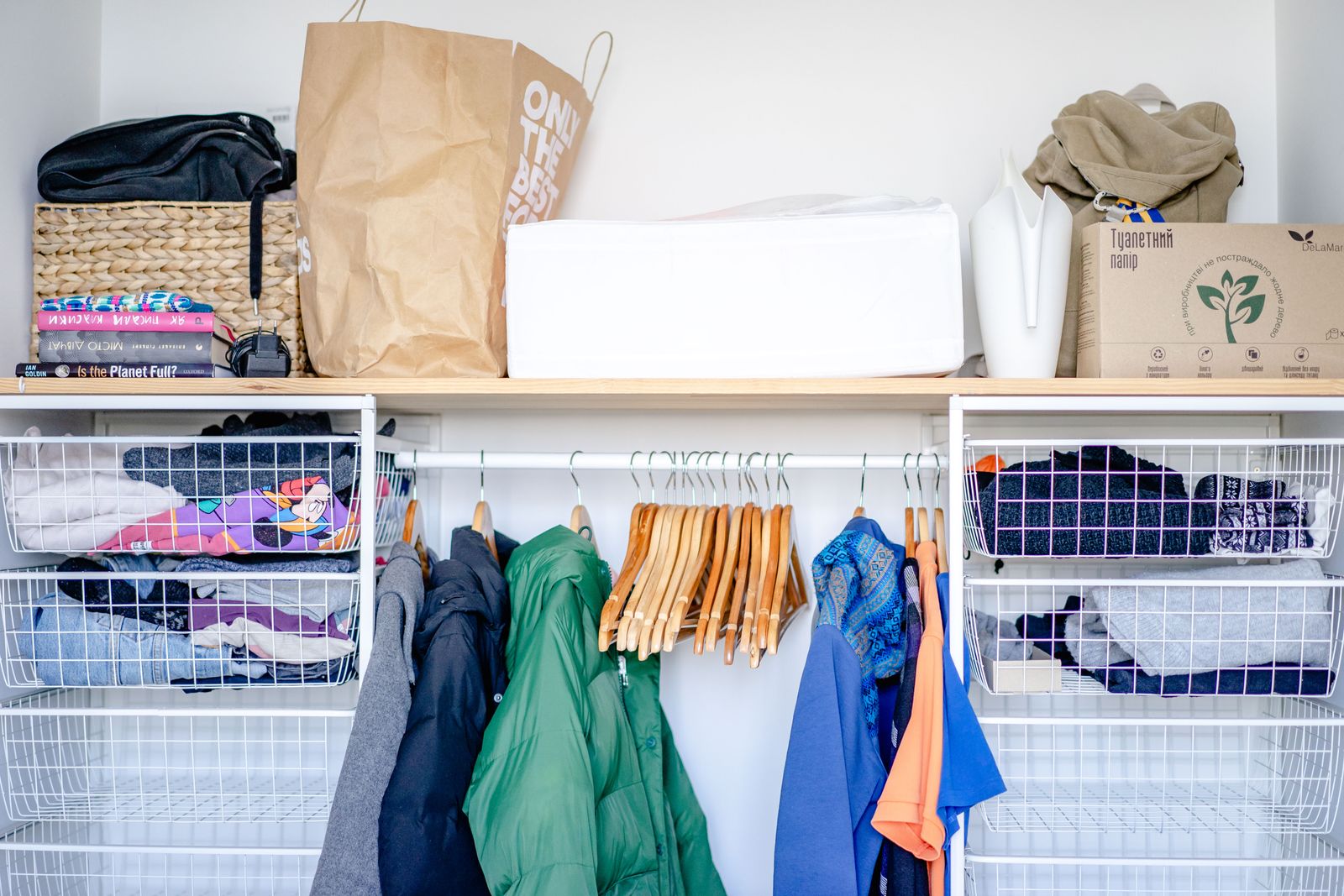 Organized wardrobe keeping stored clothes smelling fresh