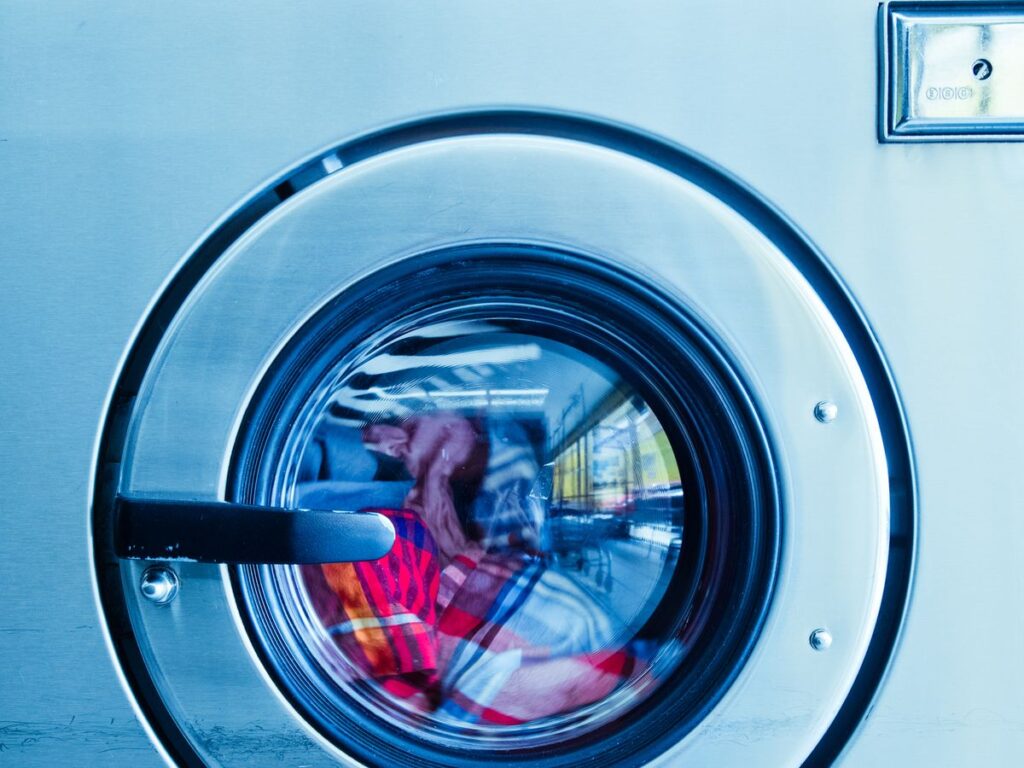 Close-up of a modern washing machine used to set the right water temperature